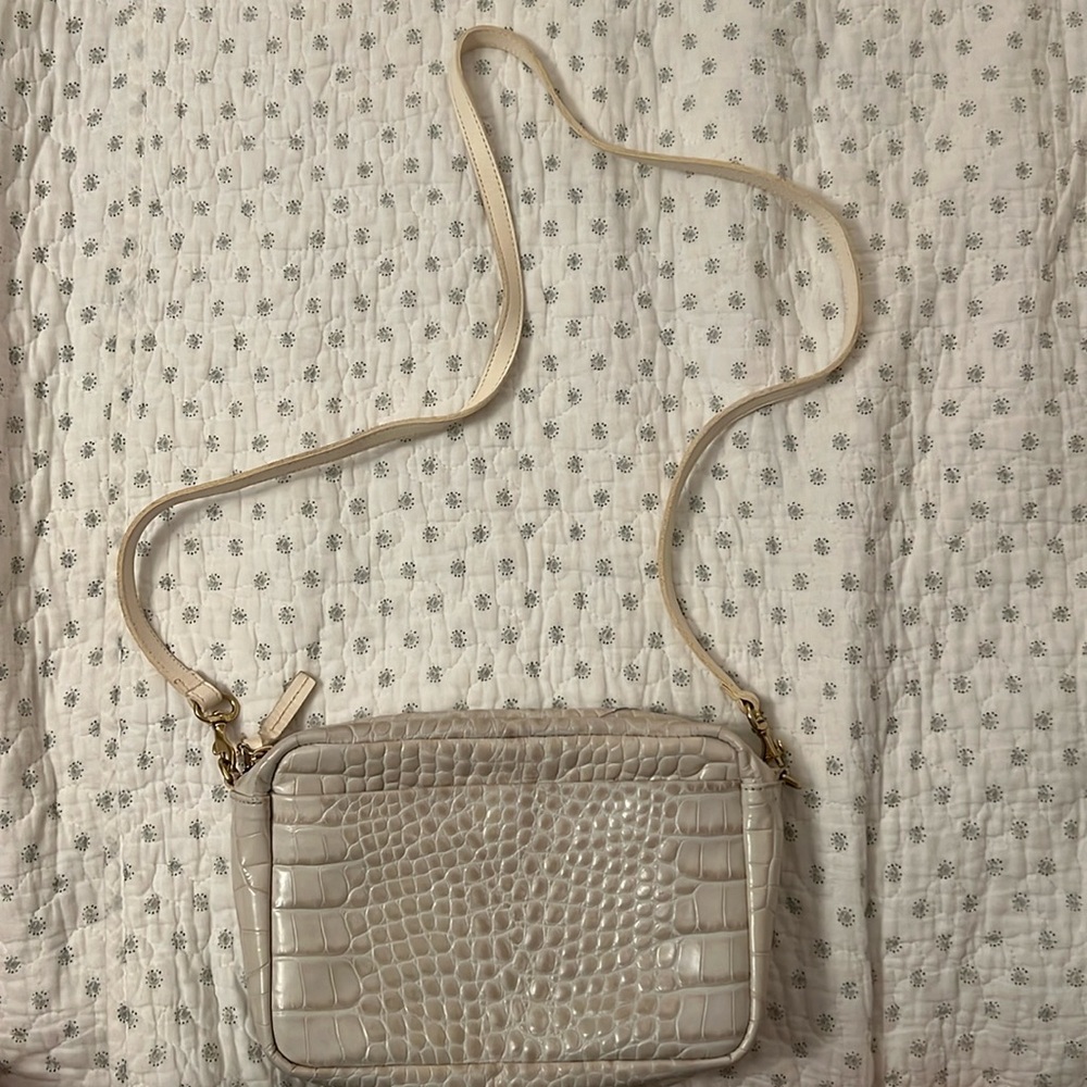 Clare V midi sac with front pocket white crocodile